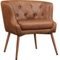 Yaheetech Modern Accent Chair, PU Leather Retro Armchair, Upholstered Barrel Chair with Metal Leg and Comfy Seat Cushion for Liv