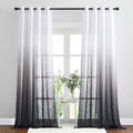 NICETOWN Black Ombre Sheer Linen Curtains for Bedroom, Grommet Two-Tone Gradient Color Semi Sheer Window Treatments Privacy with