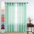 Mint Green Curtains 96 Inches Long for Living Room Set 2 Panels Grommet Window Coverings Linen Look Semi Sheer Aqua Seafoam Fres