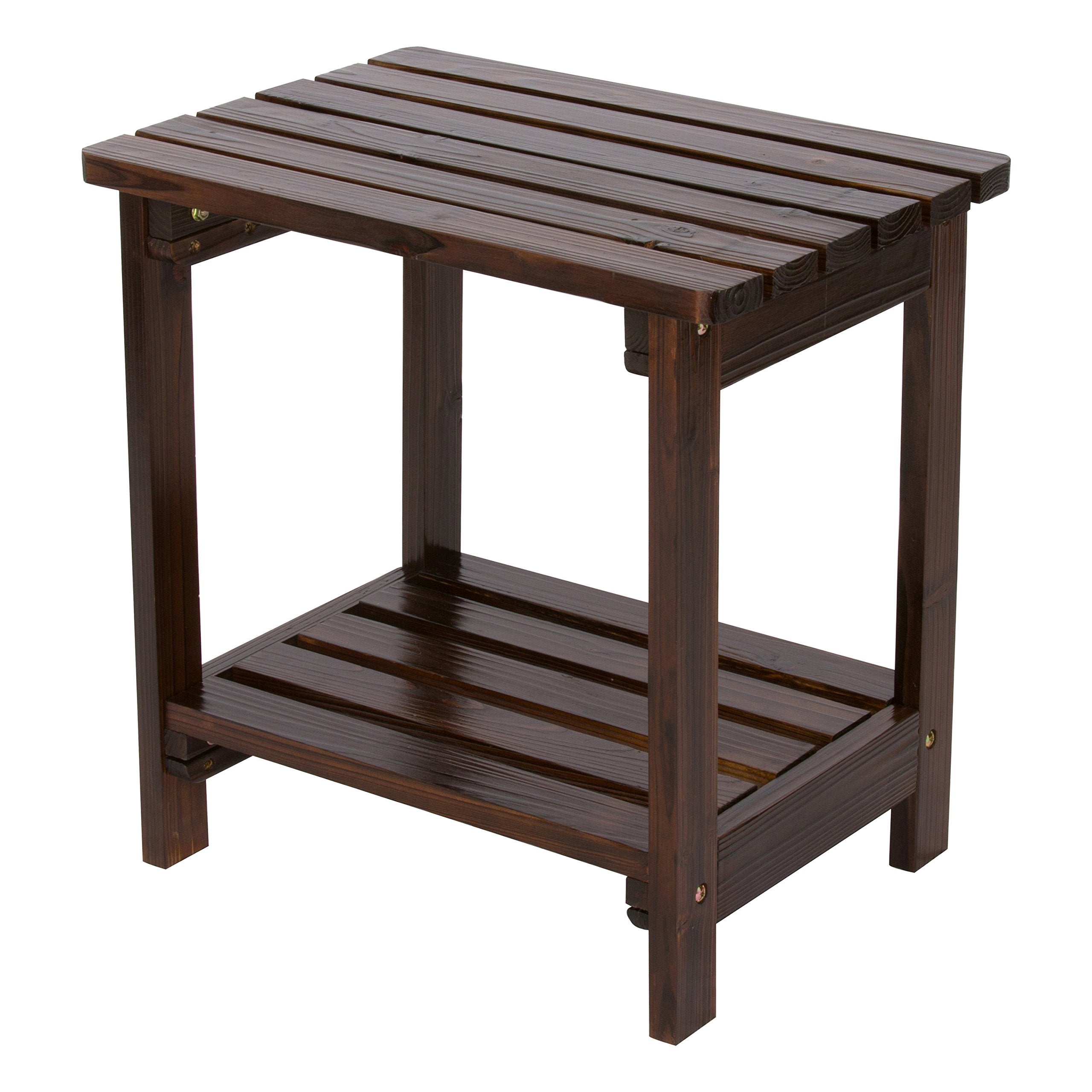 Shine Company Providence Rectangular Solid Wood Table, Outdoor Adirondack Small Patio Table - Burnt Brown