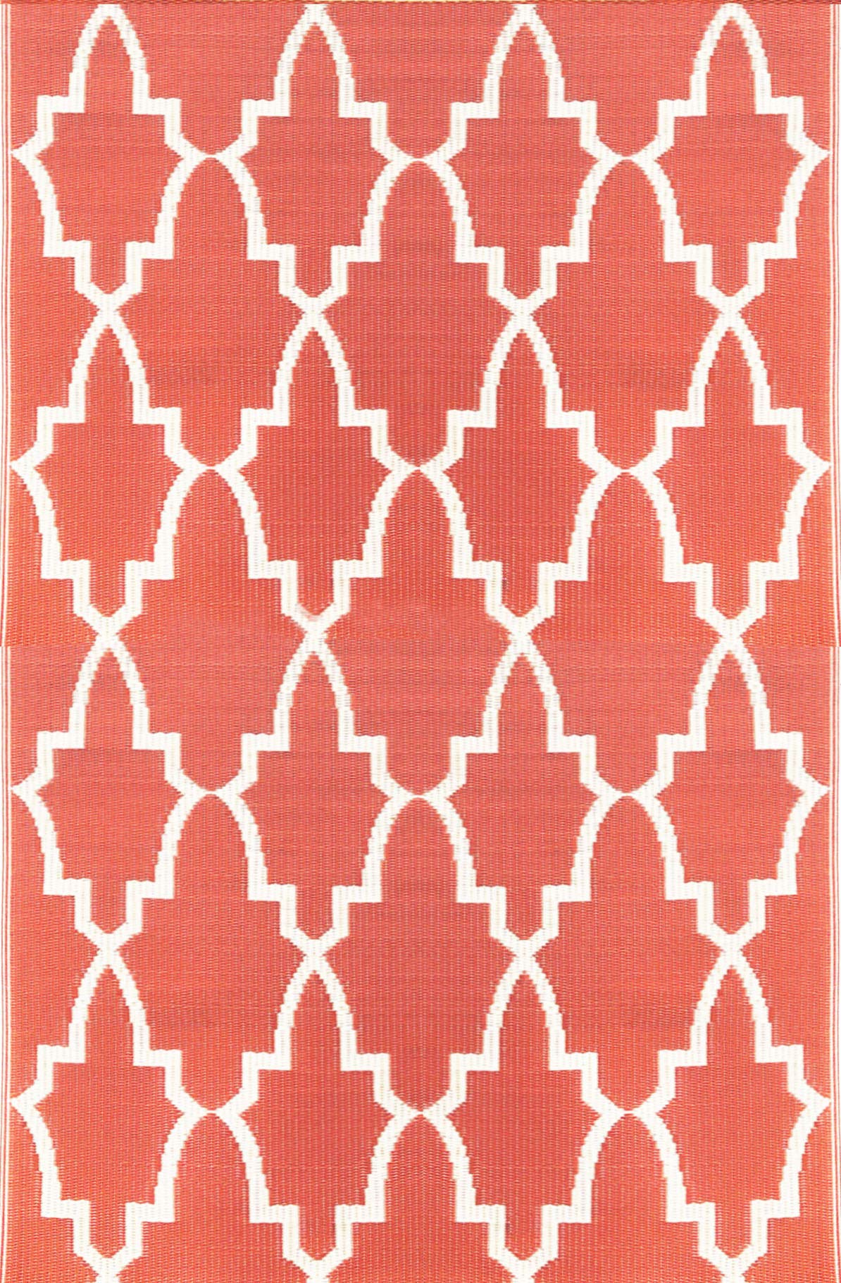 Mad Mats Geometric Outdoor Rug, Reversible Plastic Mat (5 x 8, Casa Blanca - Stone/White)