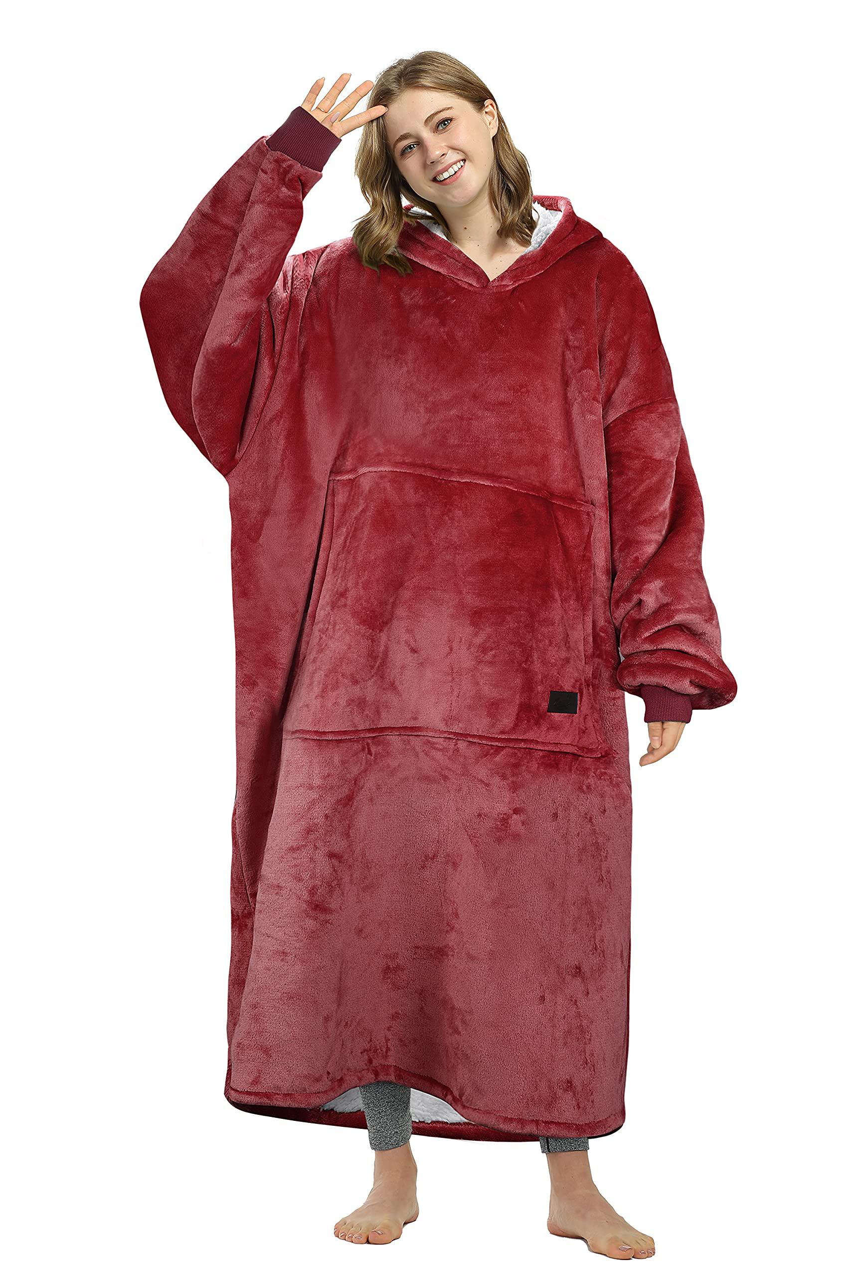 Catalonia Full Body Blanket Hoodie Sweatshirt, Extra Long Oversized Comfortable Sherpa Lounging Pullover for Adults, Gift for Wo