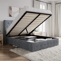 SHA CERLIN Full Size Lift Up Storage Bed/Button Tufted Wingback Headboard/Hydraulic Storage/Upholstered Platform Bed Frame/No Bo