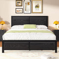 VECELO Full Size Bed Frame with Black Wood Headboard and Footboard, 14 Inch Platform Mattress Foundation, No Box Spring Needed, 