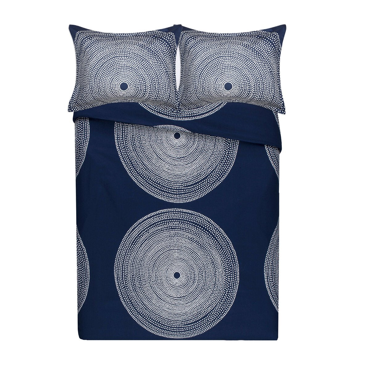 MARIMEKKO Comforter Set Smooth Cotton Percale Bedding with Matching Shams, Medium Weight Home Decor, Queen, Fokus Navy