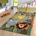Paco Home Kids Rug for Nursery with Jungle Animals in Green, Size: 311 x 57