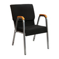 Flash Furniture HERCULES Series Church Chair - Black Fabric - Stackable - 21W - Wood Accented Arms - Silver Vein Frame