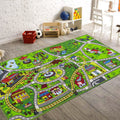 Booooom Jackson Kids Car Carpet Playmat Rug 60x32,Train Car Rug,Car Mat for Kids Toy Cars,City Kids Car Rug Play Mat,Non Slip Ki
