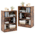 Giantex 3-Cube Bookcase of 2, 3-Tier Modern Open Bookshelf with Adjustable Shelves, Anti-tipping Device, Small Wood Cube Storage
