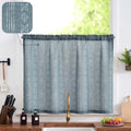 jinchan Boho Kitchen Curtain Linen Tier Curtain Bohemian Cafe Curtain 36 Inch Geometric Striped Small Window Curtain Rod Pocket 