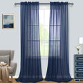 Pitalk Navy Blue Sheer Curtains 108 Inches Long for Living Room 2 Panel Sets Dark Blue Window Curtains for Bedroom 52x108 Inch L