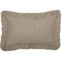 VHC Brands Sawyer Mill Throw Pillow Dark Gray and Cream Stripe Cotton Decorative Farmhouse Country Cushion with Ruffle for Sofa 