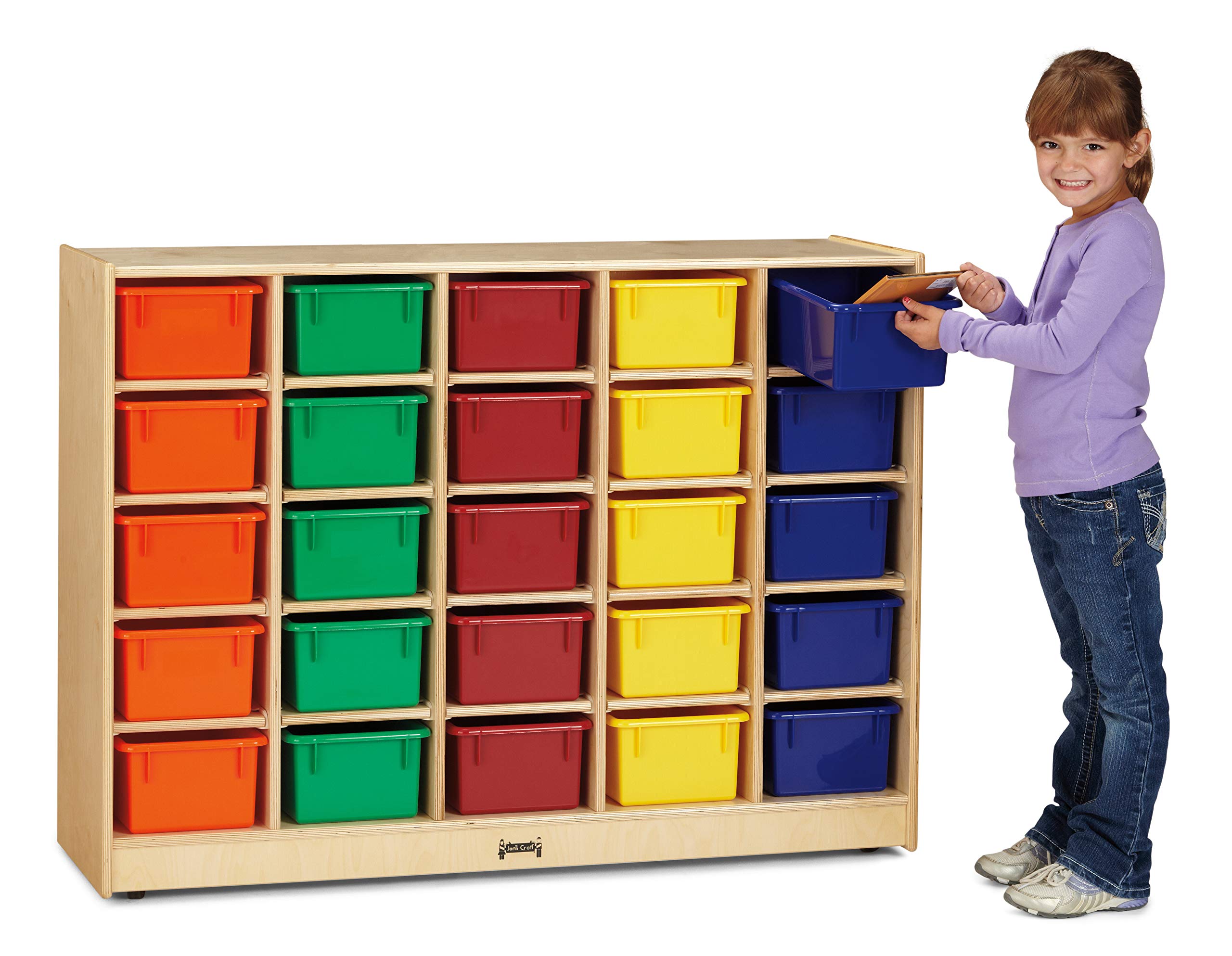 Jonti-Craft 0425JC 25 Cubbie-Tray Mobile Storage Without Bins 35.5 x 48 x 15 in