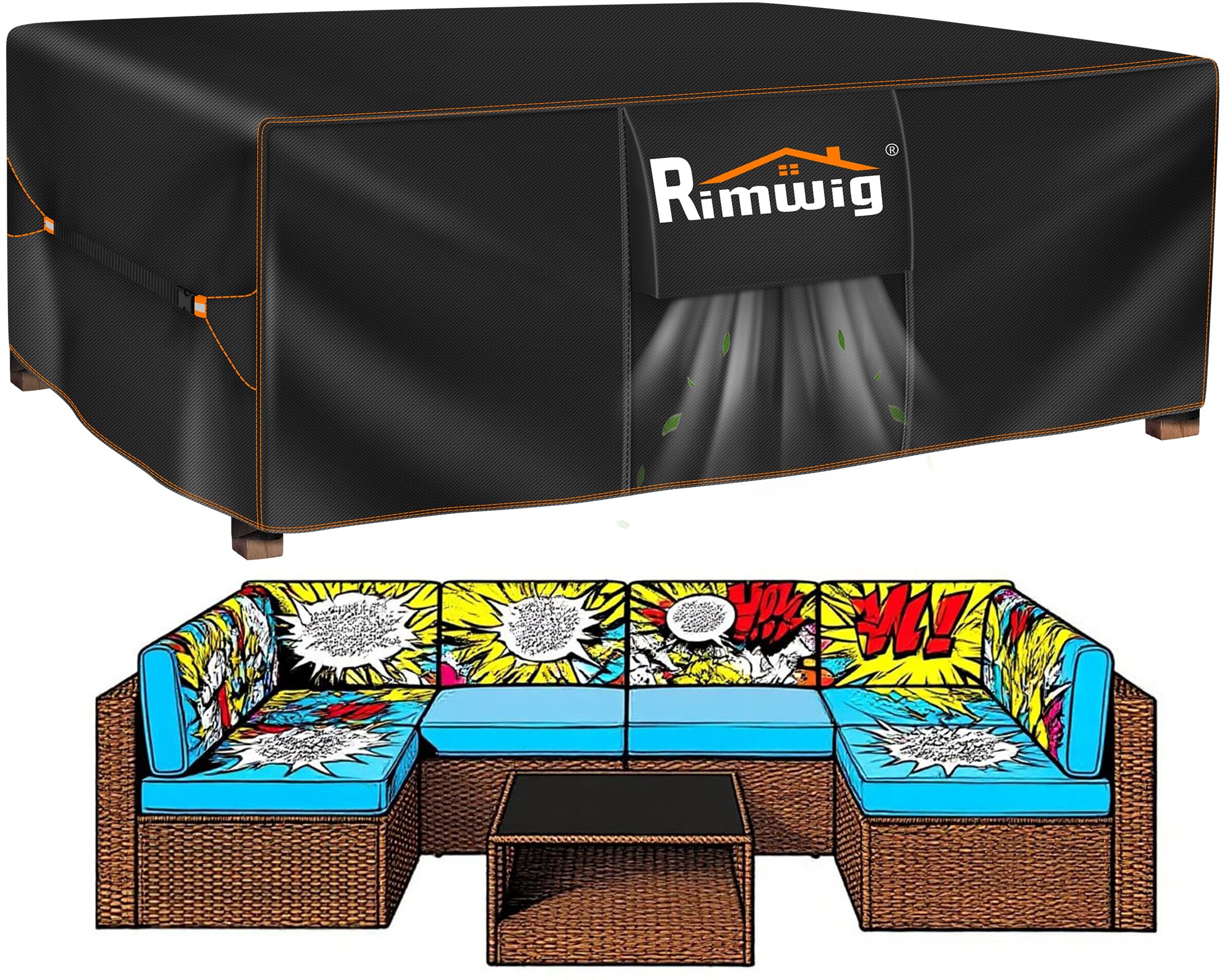 Patio Furniture Set Cover, Outdoor Sectional Sofa Couch Set Covers Waterproof, Garden Dining Table Chair Set Cover 120 L x 90 W 