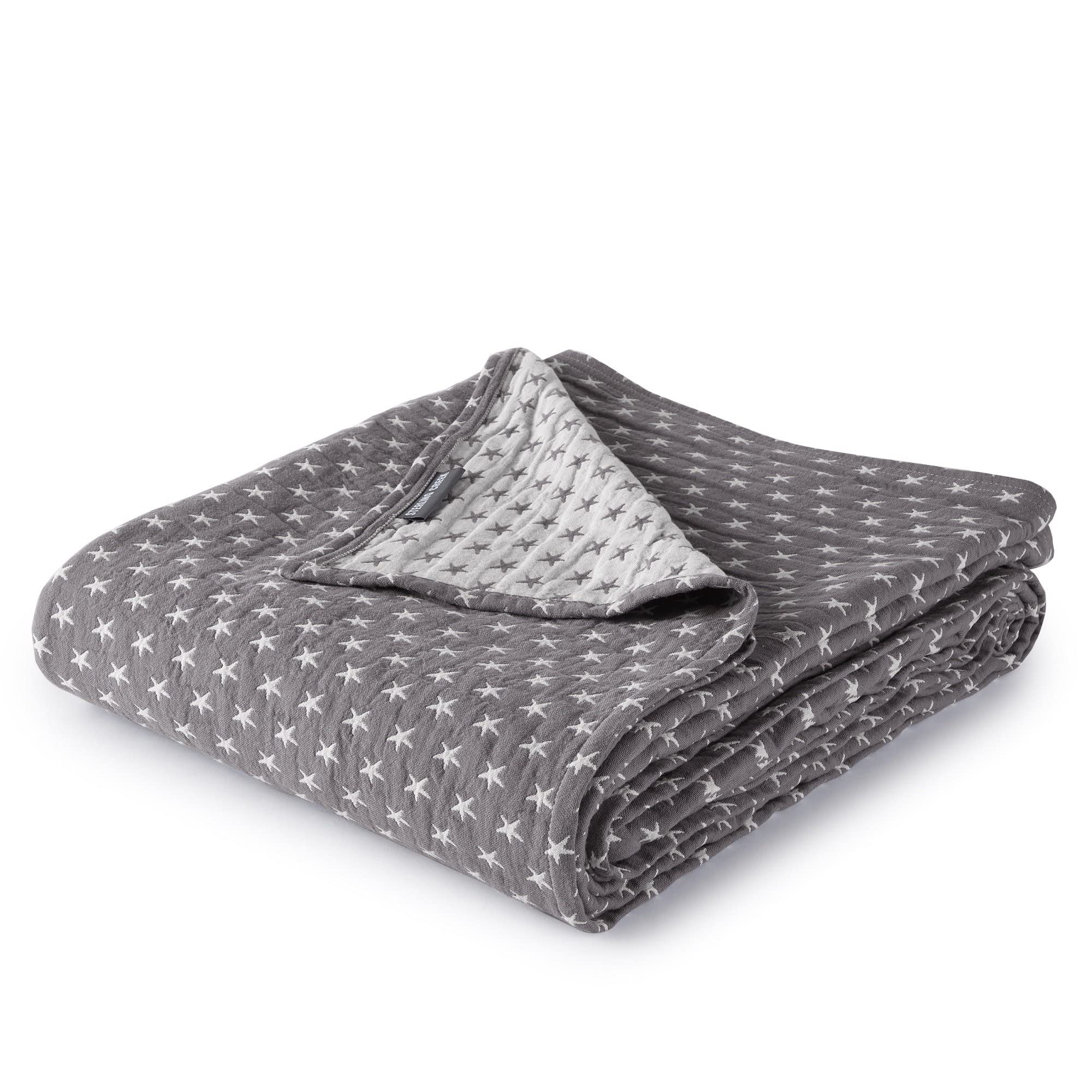 Sterling Creek Dawson Star Muslin Blanket Twin Three Layers Lightweight Breathable Cotton Gauzy Blanket for Adults, All Season (