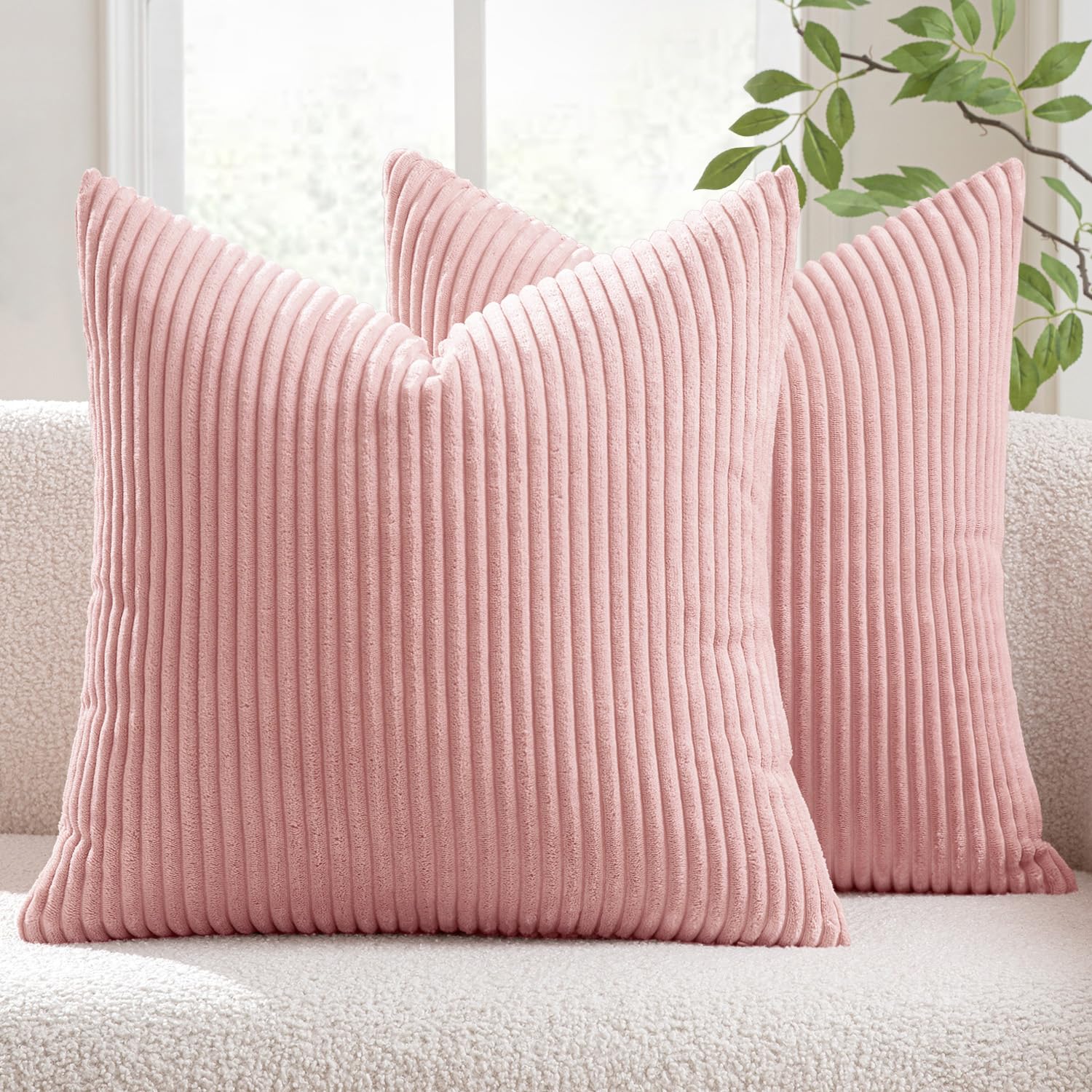 MIULEE Winter Pack of 2 Pillow Covers Soft Soild Decorative Square Throw Pillow Covers Set Cushion Cases Pillowcases for Sofa Be