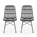 Great Deal Furniture Silverdew Indoor Wicker Dining Chairs (Set of 2), Gray and Black