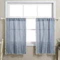 RoomTalks Boho Kitchen Curtains 36 Inch Length French Striped Farmhouse Vintage Chic Cottage Tassel Short Cafe Curtains for Smal
