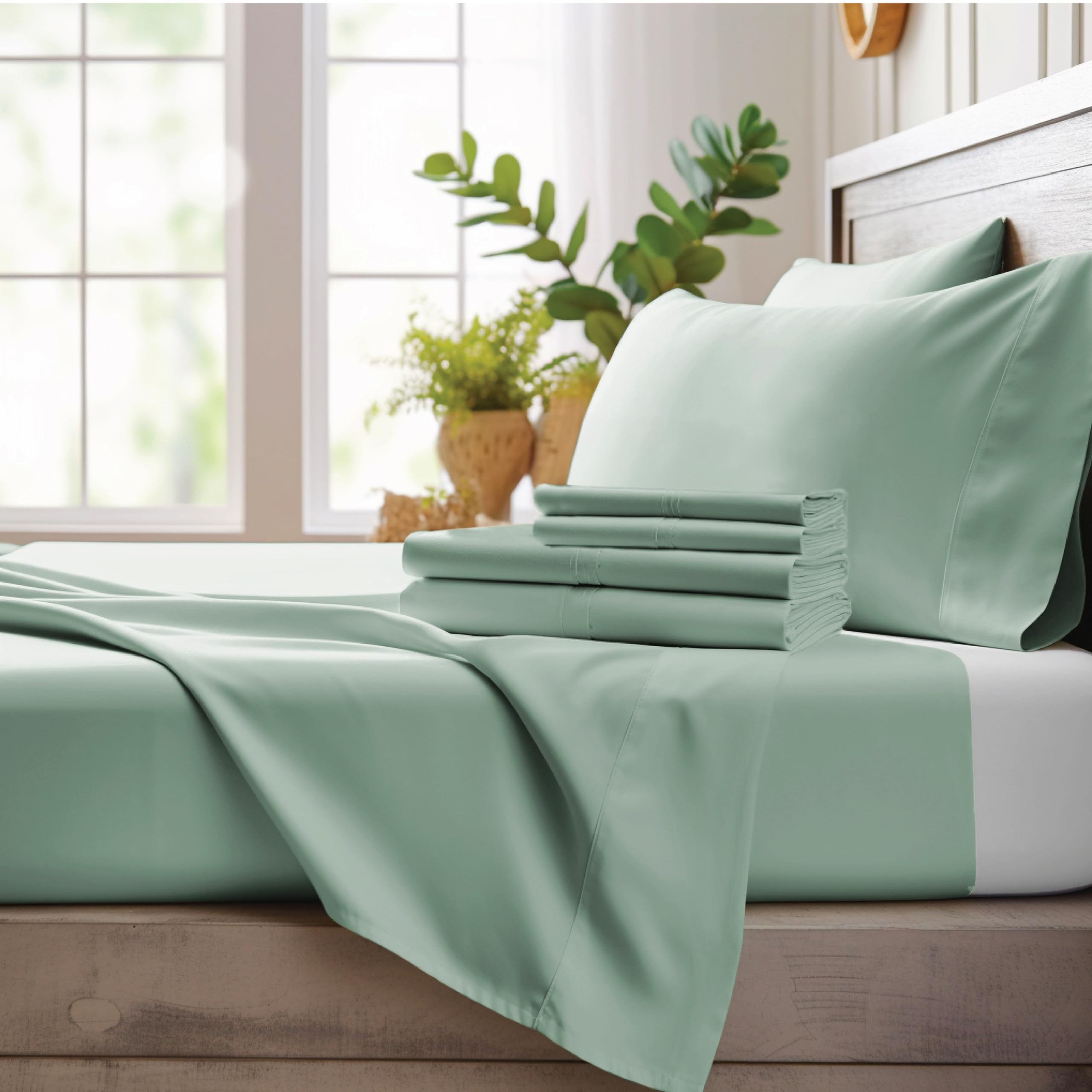 Bamboo Bay 4 Piece King Size Sheets Set - 100% Viscose Made From Bamboo Sheets King Size - Ultra Soft Cooling Sheets For Hot Sle