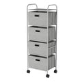 4 Drawer Storage Organizer ? Rolling Fabric Bin Storage Cart with Wheels and Metal Frame - For Clothes, Closet, Home, or Office 