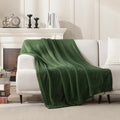 JOOJA Knit Throw Blanket Super Soft Warm Blanket for Couch Lightweight Fluffy Blanket for Bed Sofa 60x80 Inches Dark Green