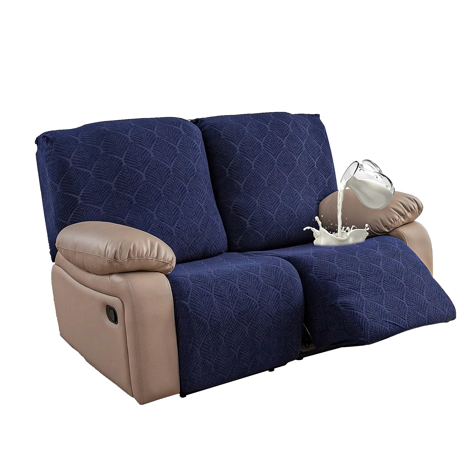 YUEANG 100% Waterproof Recliner Loveseat Cover, 2 Pieces Stretch Recliner Sofa Slipcovers Washable Couch Cover Furniture Covers 
