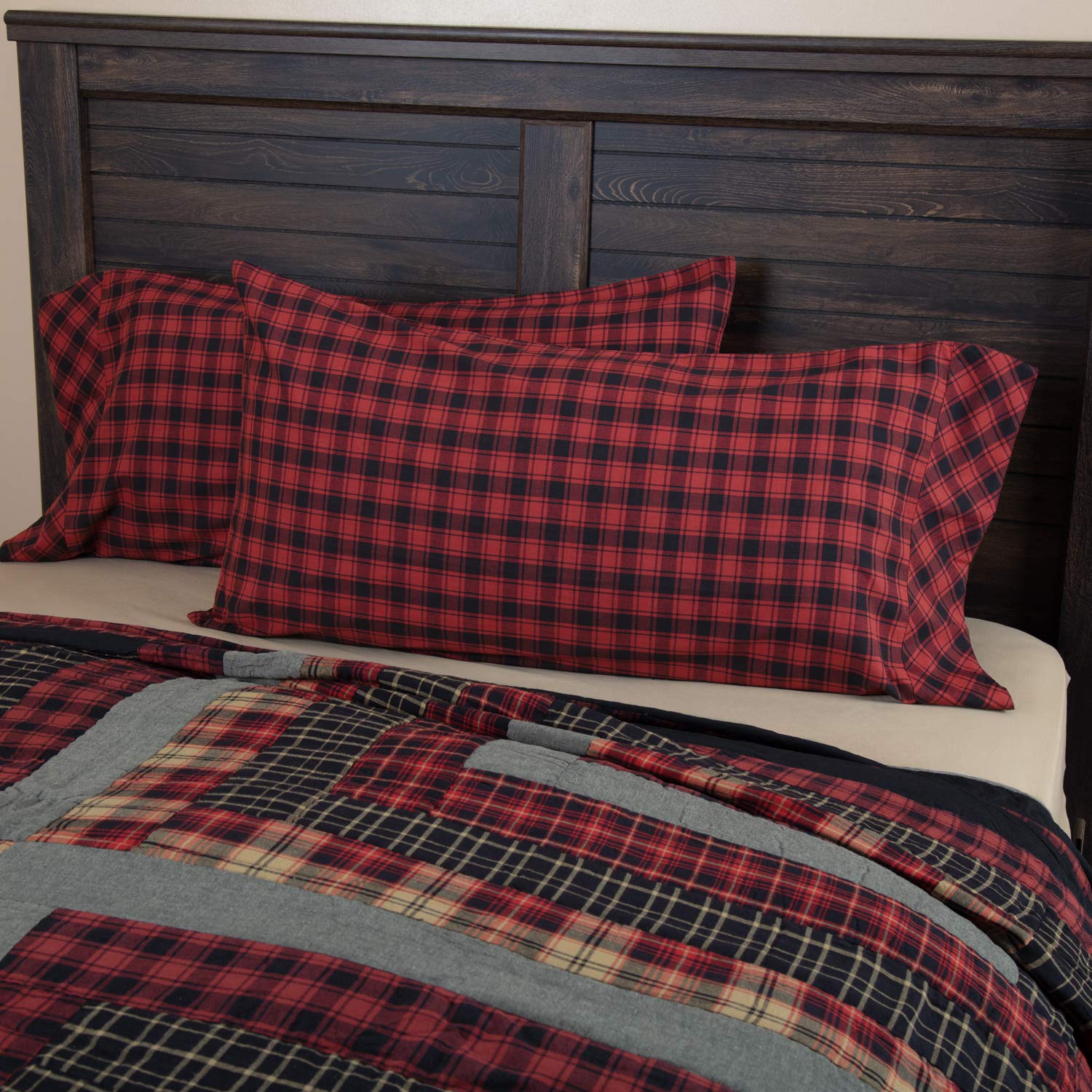 VHC Brands Cumberland Bedding Accessory, King Pillowcase Set 21x40, Red 2