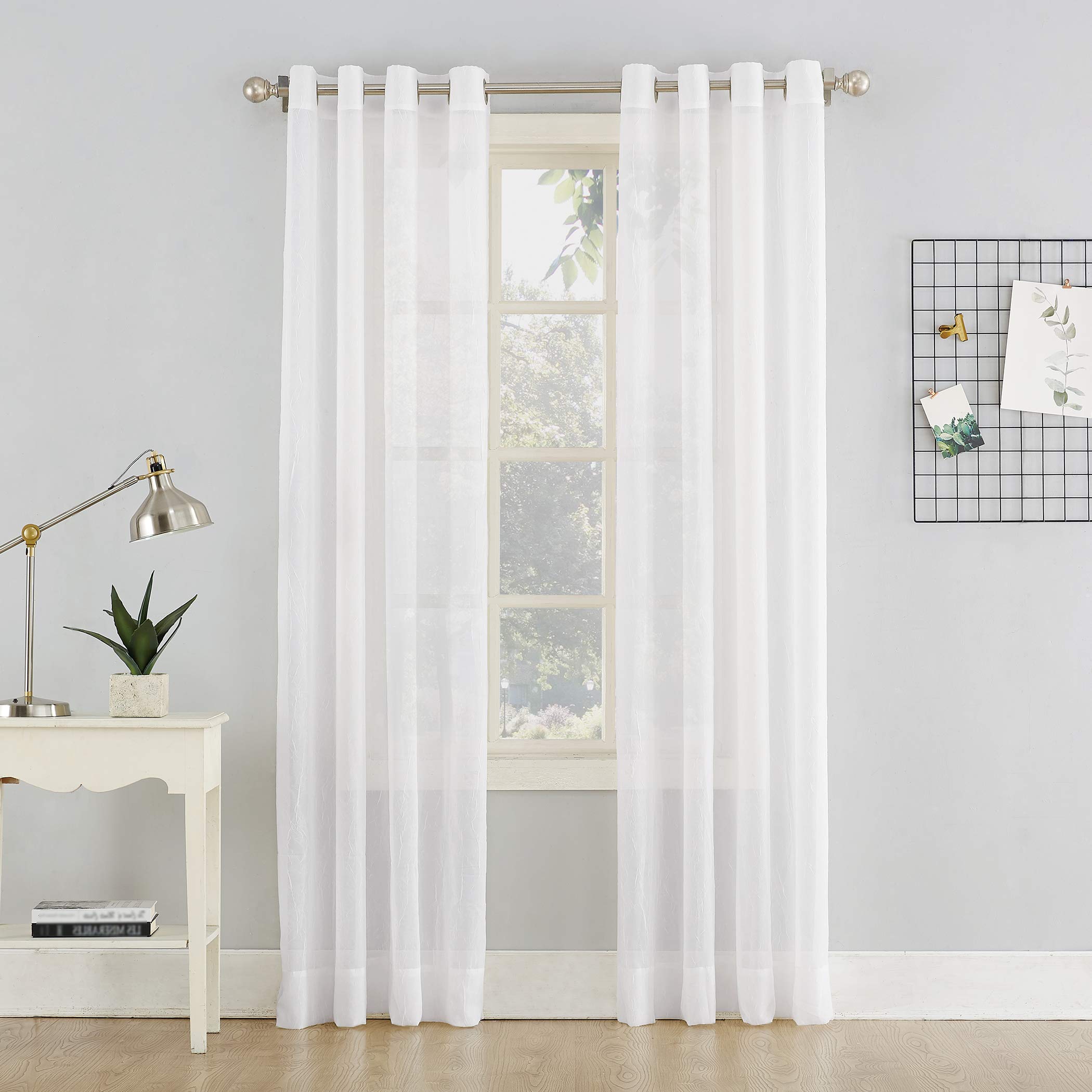 No. 918 Erica Crushed Sheer Voile Grommet Curtain Panel 84.00 x 51.00