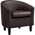 Topeakmart Faux Leather Club Chair, Modern Accent Chair and Cozy Barrel Chair with Sturdy Wood Legs for Living Room Bedroom Rece