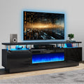 oneinmil Fireplace TV Stand with 36    Electric Fireplace, 2 Tier TV Console Stand for TVs Up to 90, LED Light Entertainment Cen