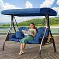 Yalissey 3 in 1 Outdoor Porch Swing with Adjustable Canopy, 3 Seat Outdoor Swing for Adults, Patio Swing Chair with Thickened Cu