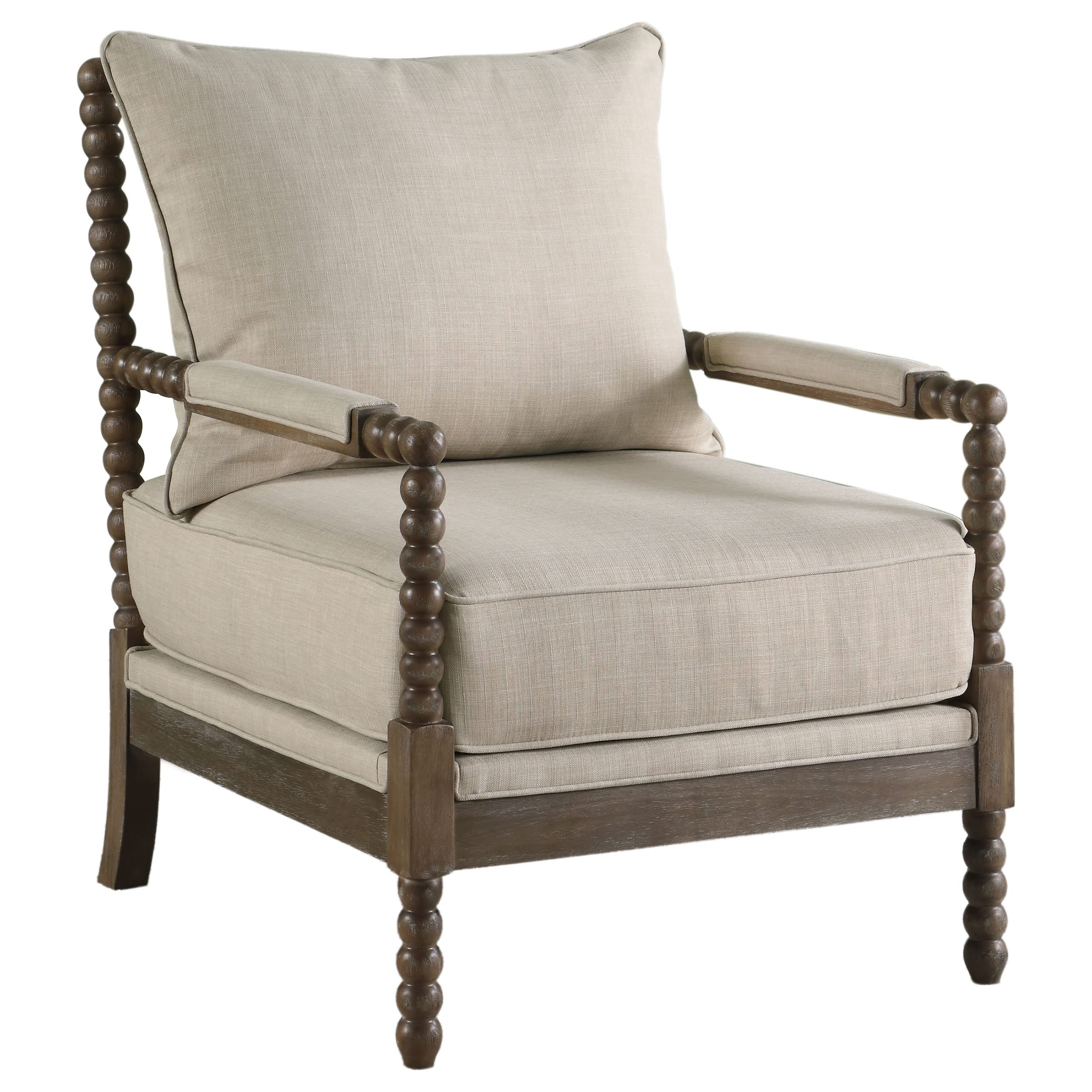 Coaster Home Furnishings - Blanchett - Upholstered Bobbin Accent Chair with Beaded Design, Wood Frame and Padded Arms - Living R
