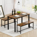 Rovibek Dining Room Table Chairs Set for 4, Modern Space Saving Kitchen Table with 2 Benches & Adjustable Feet Breakfast Table, 