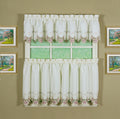 Todays Curtain Verona Reverse Embroidery Tier, 24, Ecru/Rose