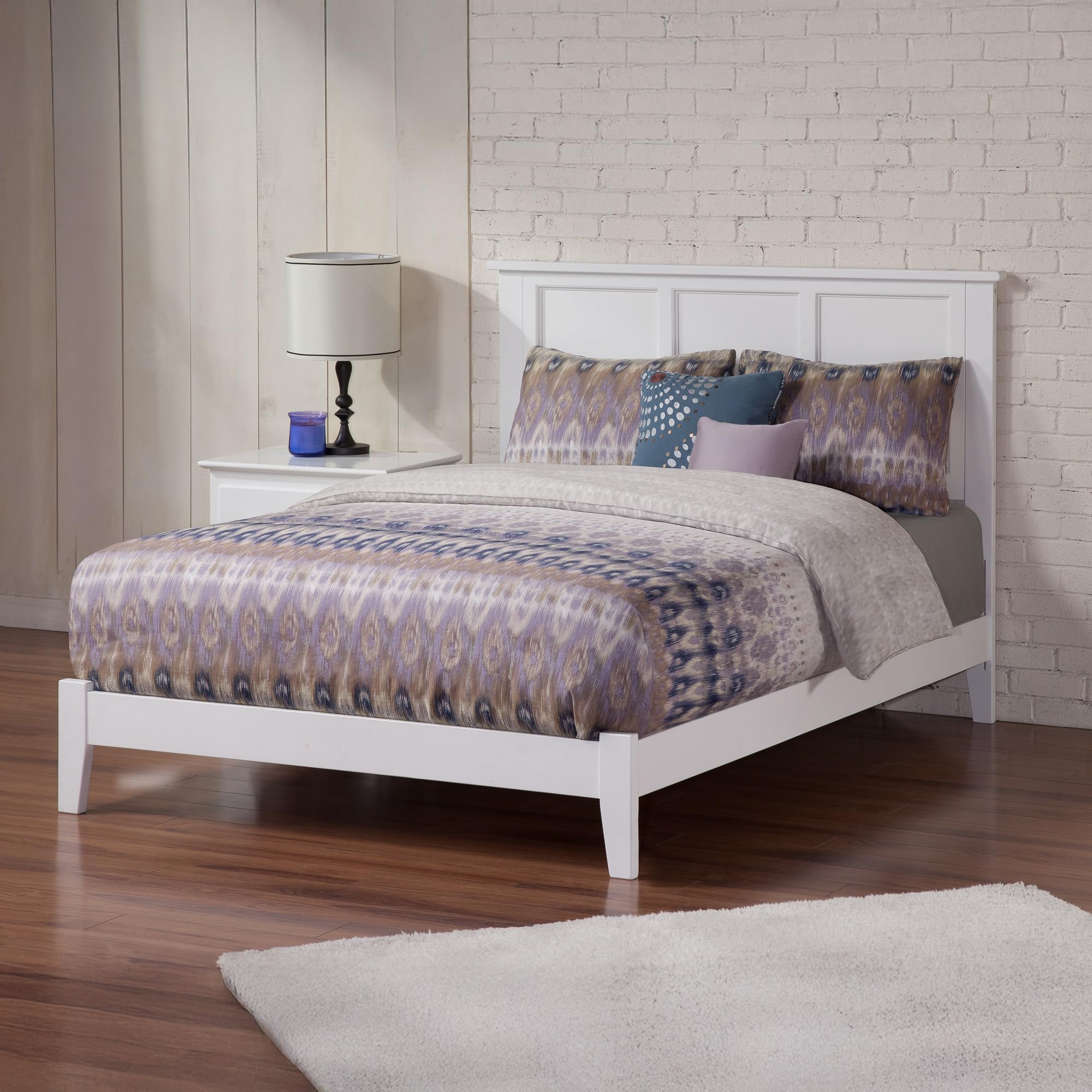 AFI, Madison, Low Profile Wood Platform Bed, Queen, White