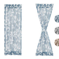 Treatmentex Blue White Sidelight French Door Panels 40 Long Leaf Print Half Door Window Curtains Linen Texture Semi Sheer Privac
