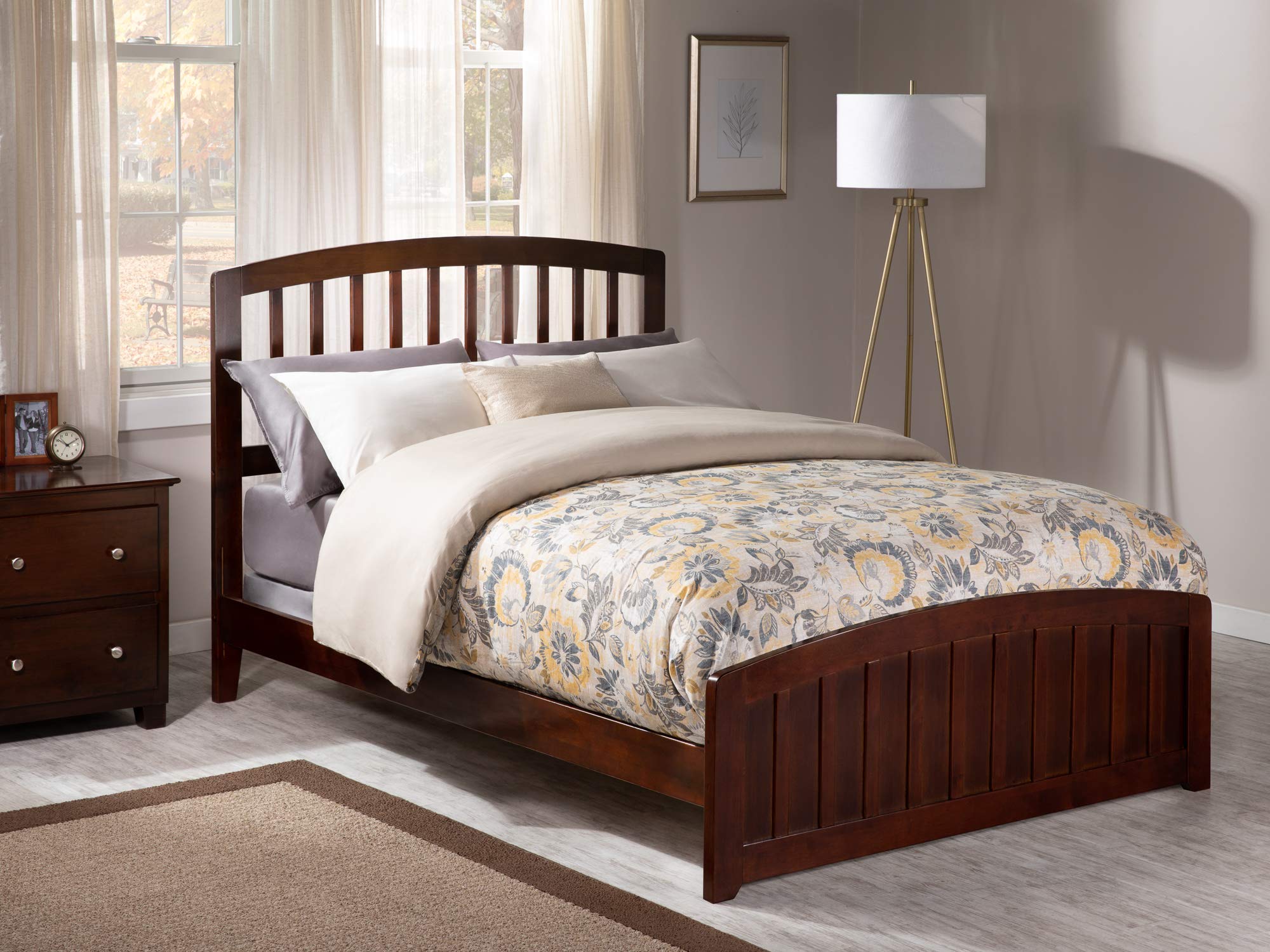 AFI Richmond Full Size Bed with Matching Footboard & Charging Station in Walnut