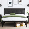 Feonase Full Size Metal Bed Frame with Fabric Button Tufted Headboard, Platform Bed Frame with Heavy Duty Metal Slats, 12 Storag