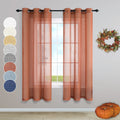 Terracotta Curtains 38 Inch Width for Living Room 2 Panels Grommet Semi Sheer Lightweight Linen Look Mini Curtains for Door Wind