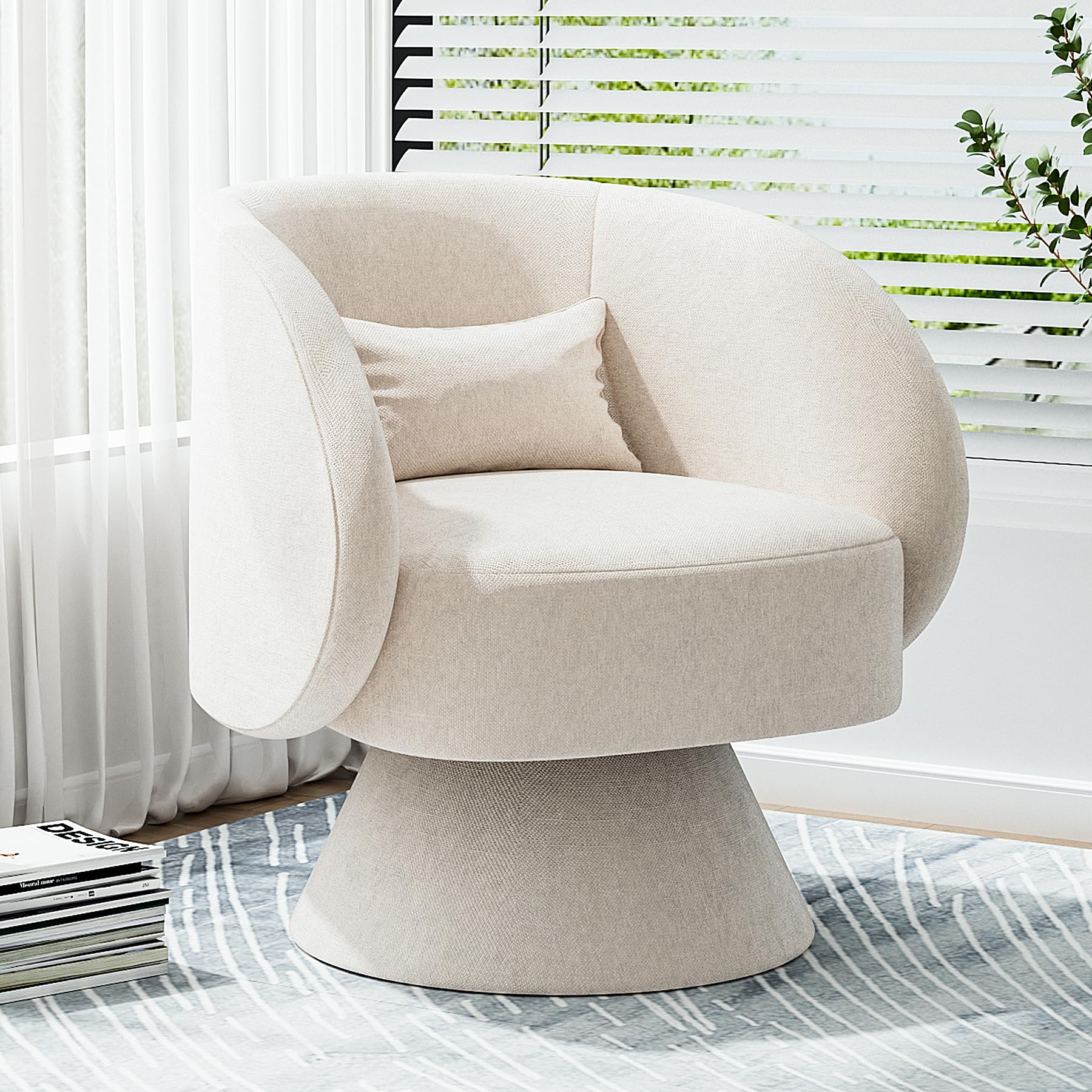 Nolohoo Swivel Barrel Chair, Comfy 360Round Swivel Chairs, Upholstered Cozy Small Barrel Chair Modern Single Velvet Armchair for