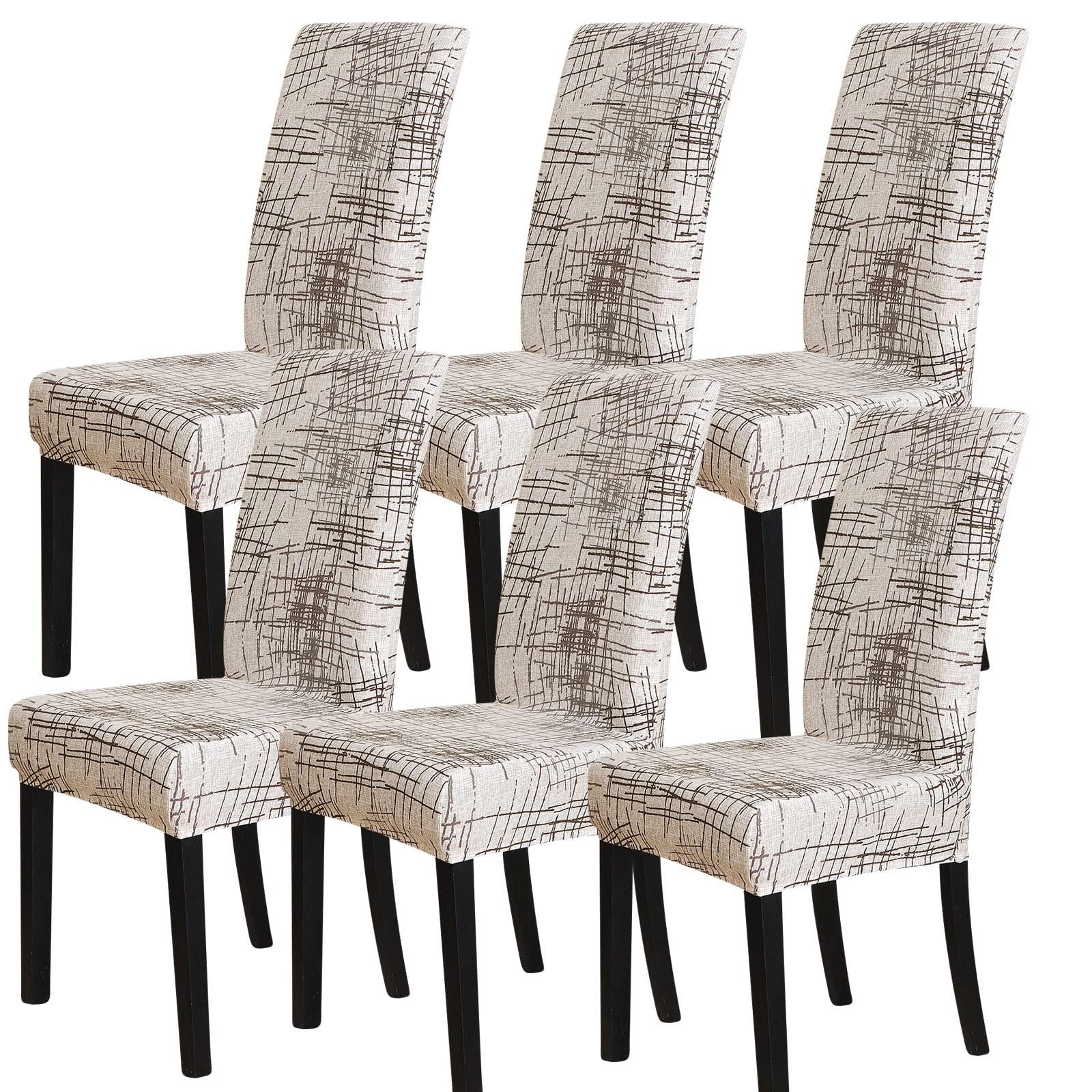 FORCHEER Dining Room Chair Covers for Dining Room Set of 6,Stretch Dining Chair Cover for Dining Room Kitchen Washable Removable