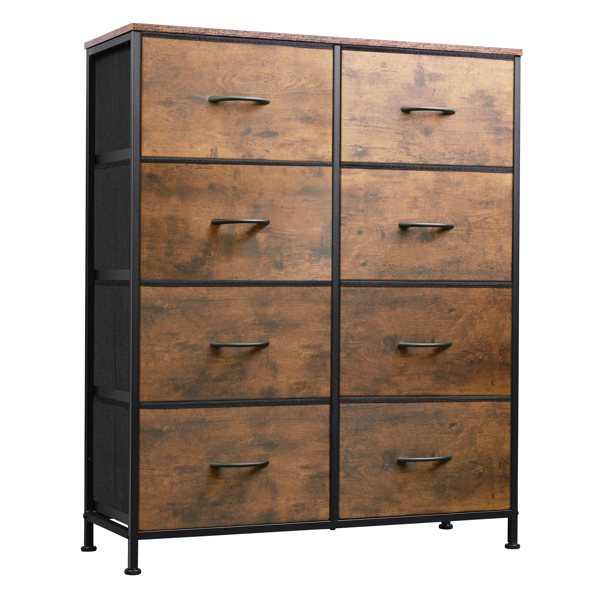 WLIVE Fabric Dresser for Bedroom, Tall Dresser with 8 Drawers, Storage Tower with Fabric Bins, Double Dressers, Chest of Drawers