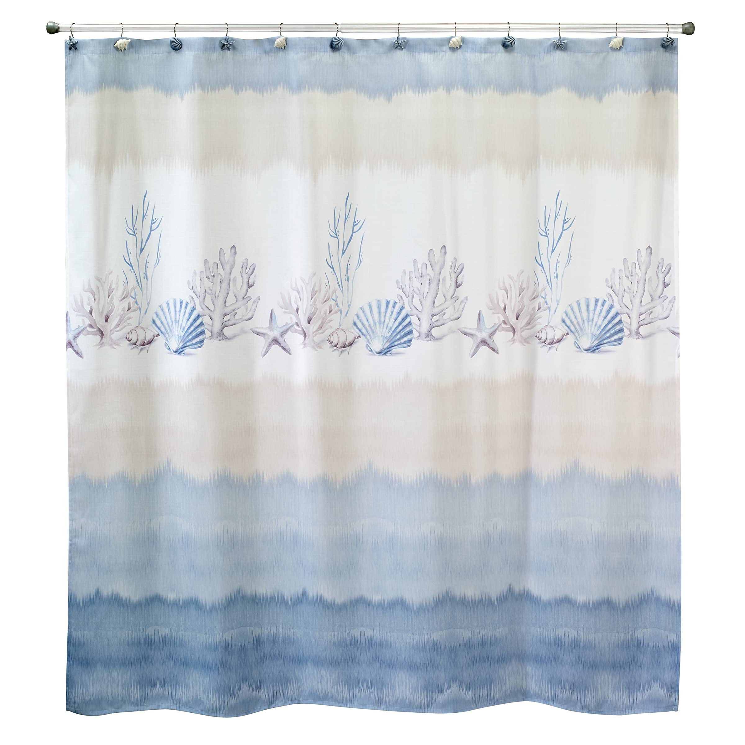 Avanti Linens - Fabric Shower Curtain, Coastal Bathroom Decor (Abstract Coastal Collection, 72)