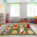 Kids Rug, Classroom Carpets Playmat Rugs - 5x7 Ft Kids Carpet with Rubber Backing, Green Grass Tree Stump Classroom Seating Rug 