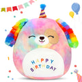 Easfan 12   Original Rainbow Birthday Dog Plush Pillow Soft Puppy Plush Toy Cute Dog Stuffed Animal Birthday Gifts for Kids To