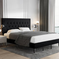 Allewie King Size Bed Frame Upholstered Platform Bed with Adjustable Headboard, Button Tufted, Wood Slat Support, Easy Assembly,