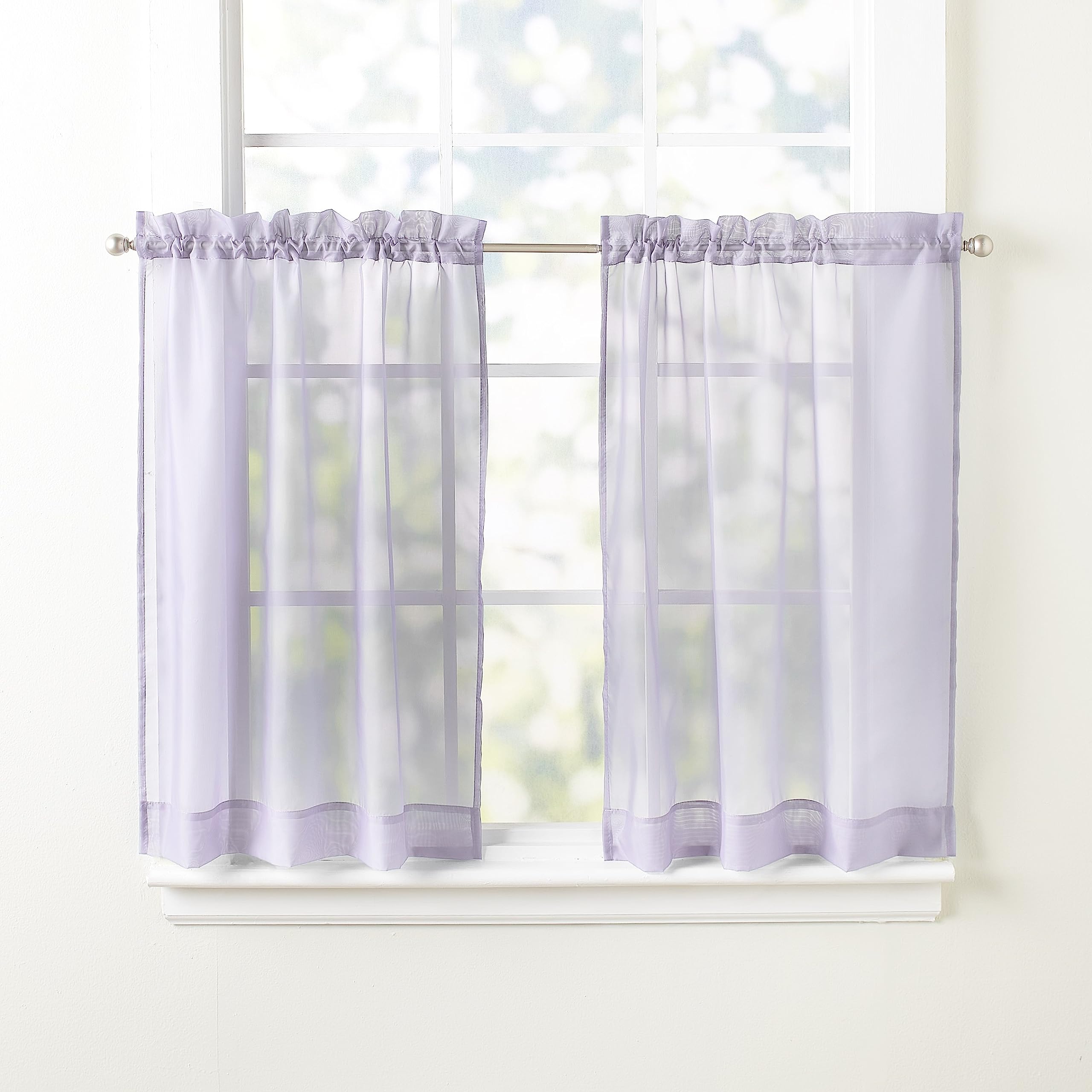 Emelia Voile Window Treatment Tier Set - 24 Lilac - 2 Pieces