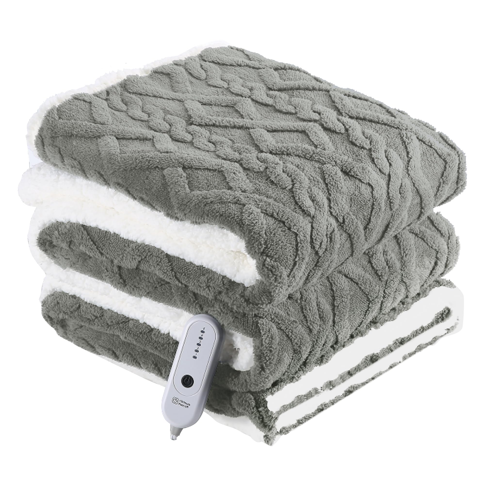 Electric Heated Blanket Twin Size 62  x 84  - Fluffy Ultra Soft Electric Blanket with 3D Stylish Design, 240g Plus 200g Sherpa, 