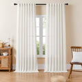 Joydeco Light Filtering Curtains 96 Inch Length for Bedroom, Linen Curtains 96 Inch Length 2 Panels Set for Living Room,White Se