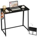 WOHOMO Folding Desk, 39.4 Narrow Writing Foldable Desk, Space-Saving Laptop Table, Easy Assemble Workstation for Home Office, Bl